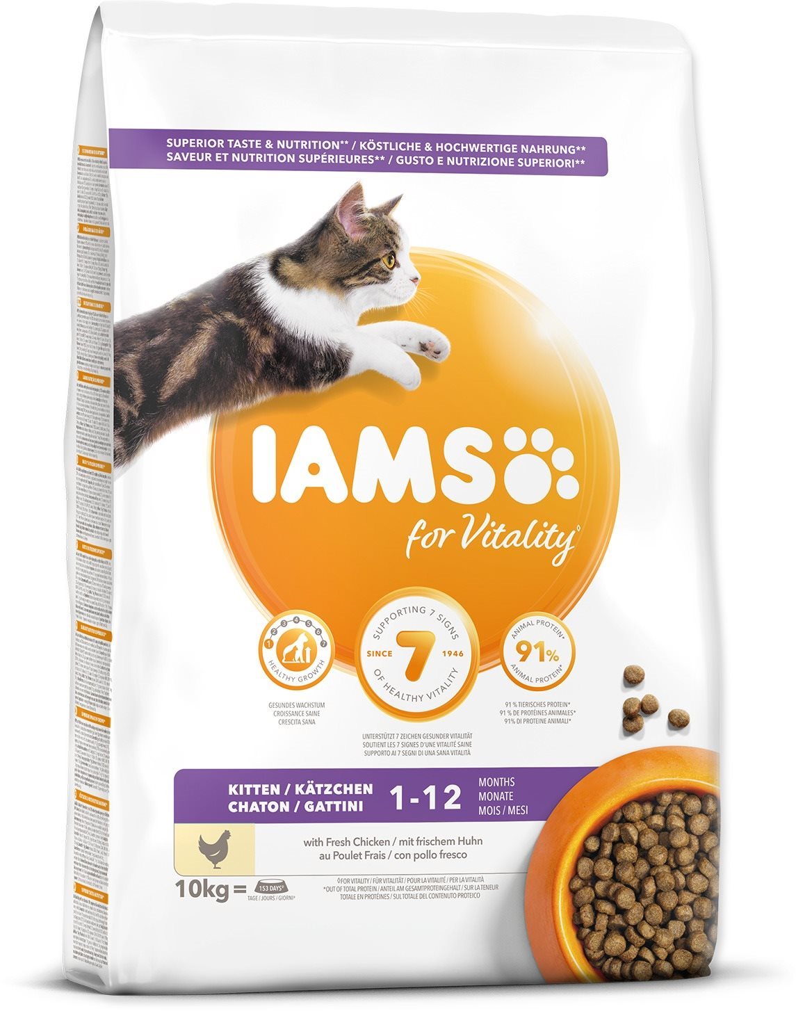 IAMS Cat Kitten Chicken 10 kg Granule pre mačiatka