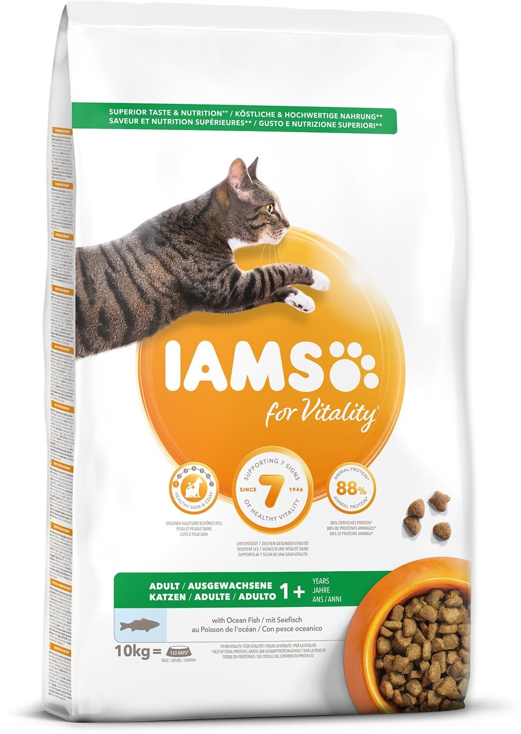 IAMS Cat Adult Ocean Fish 10 kg Granule pre mačky