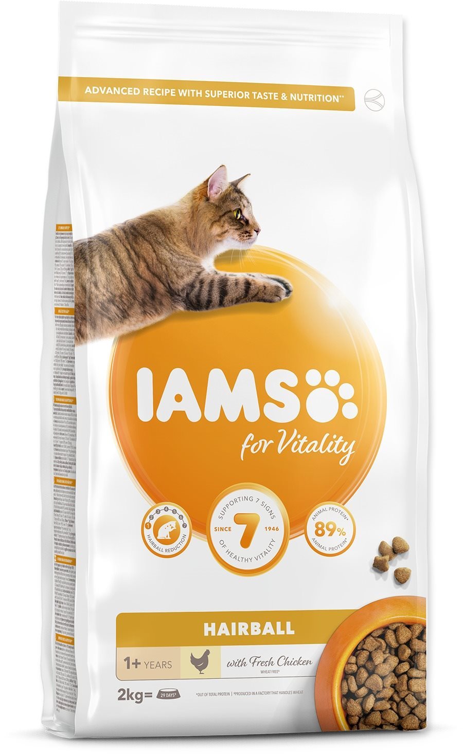 IAMS Cat Adult Hairball Chicken 2 kg Granule pre mačky