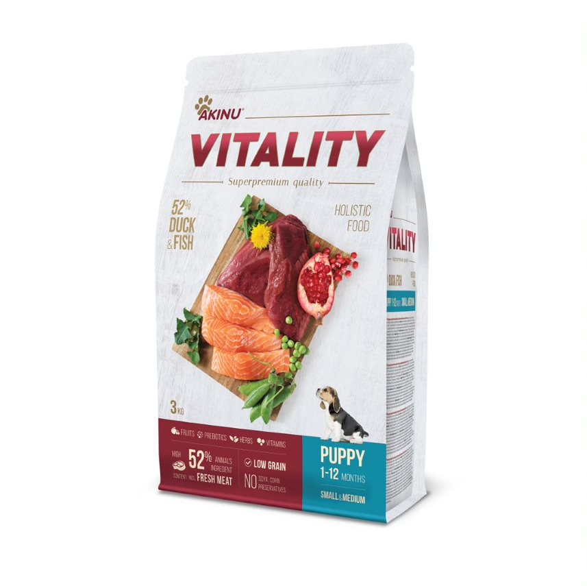 AKINU VITALITY dog puppy small/medium duck & fish 3 kg Granule pre...