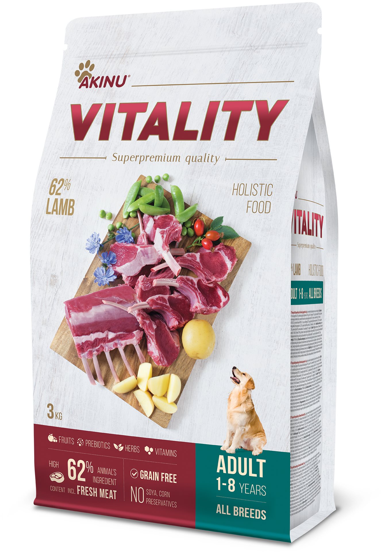 AKINU VITALITY dog adult hypoallergic lamb 3 kg Granuly pre psov