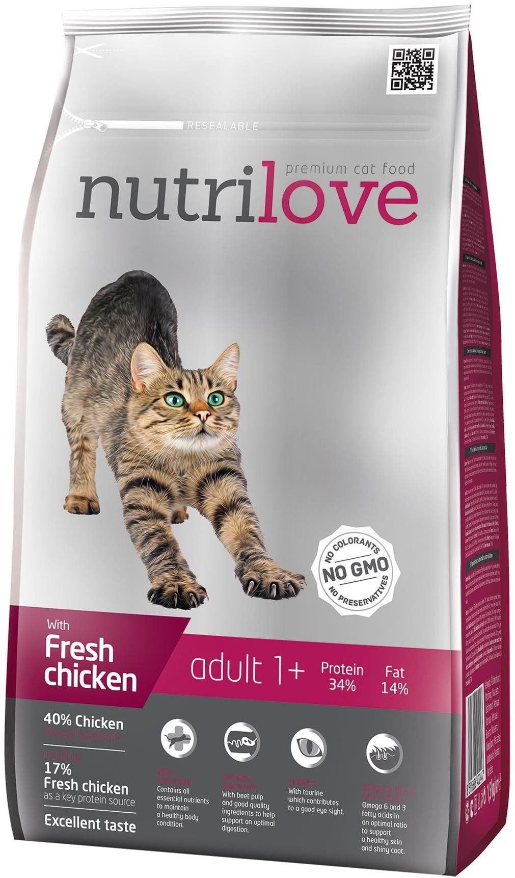 Nutrilove ADULT fresh chicken 1,5 kg Granule pre mačky