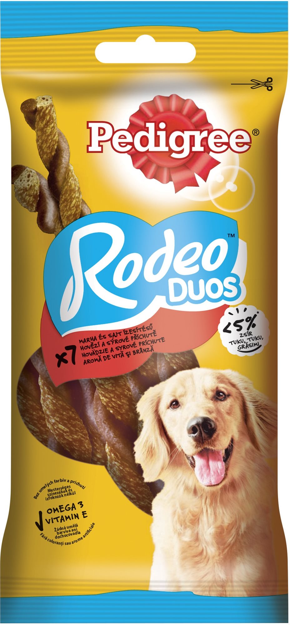 Pedigree Rodeo Duo žuvacie pochúťky s hovädzou a syrovou príchuťou...