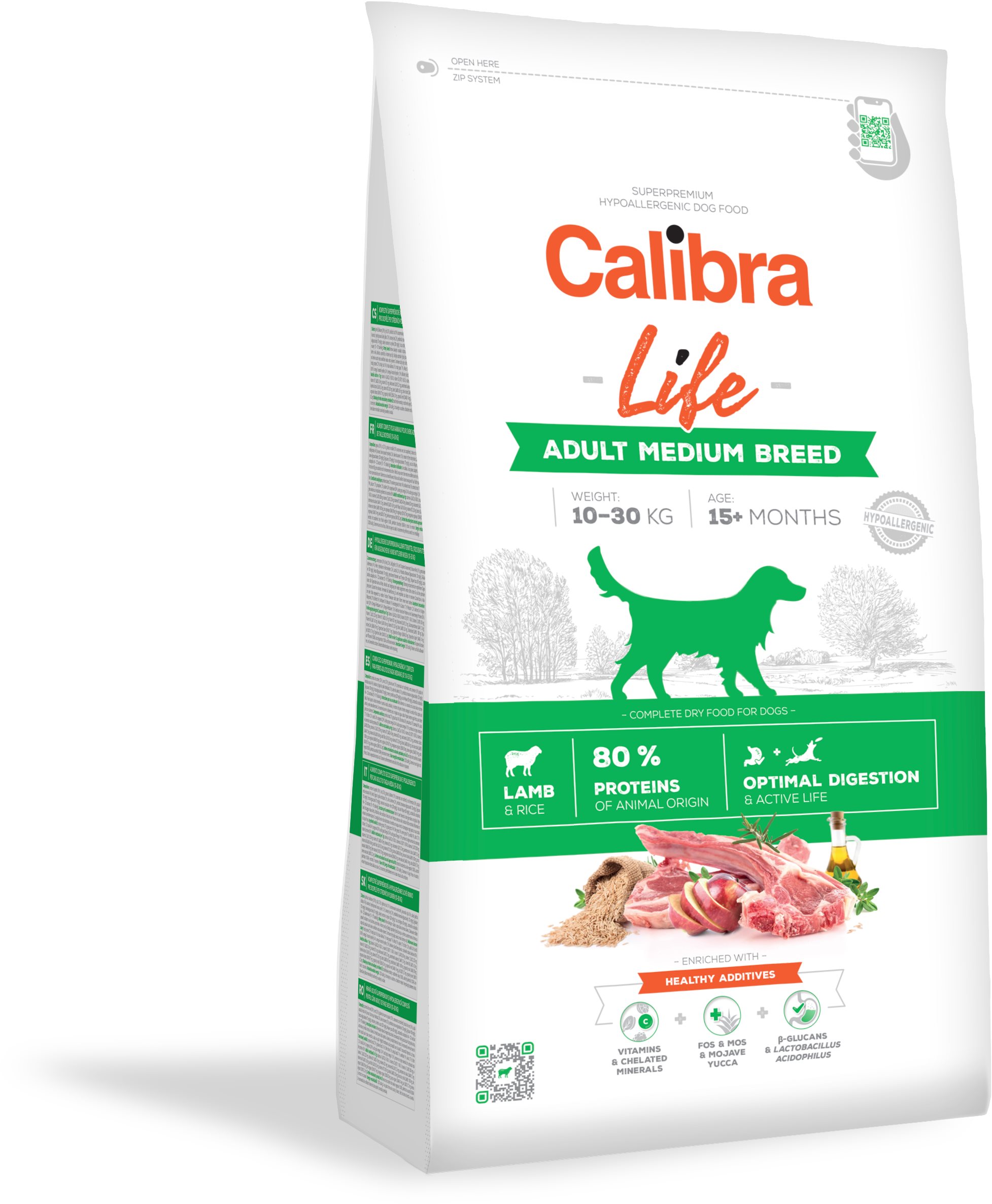 Calibra Dog Life Adult Medium Breed Lamb 12 kg Granuly pre psov