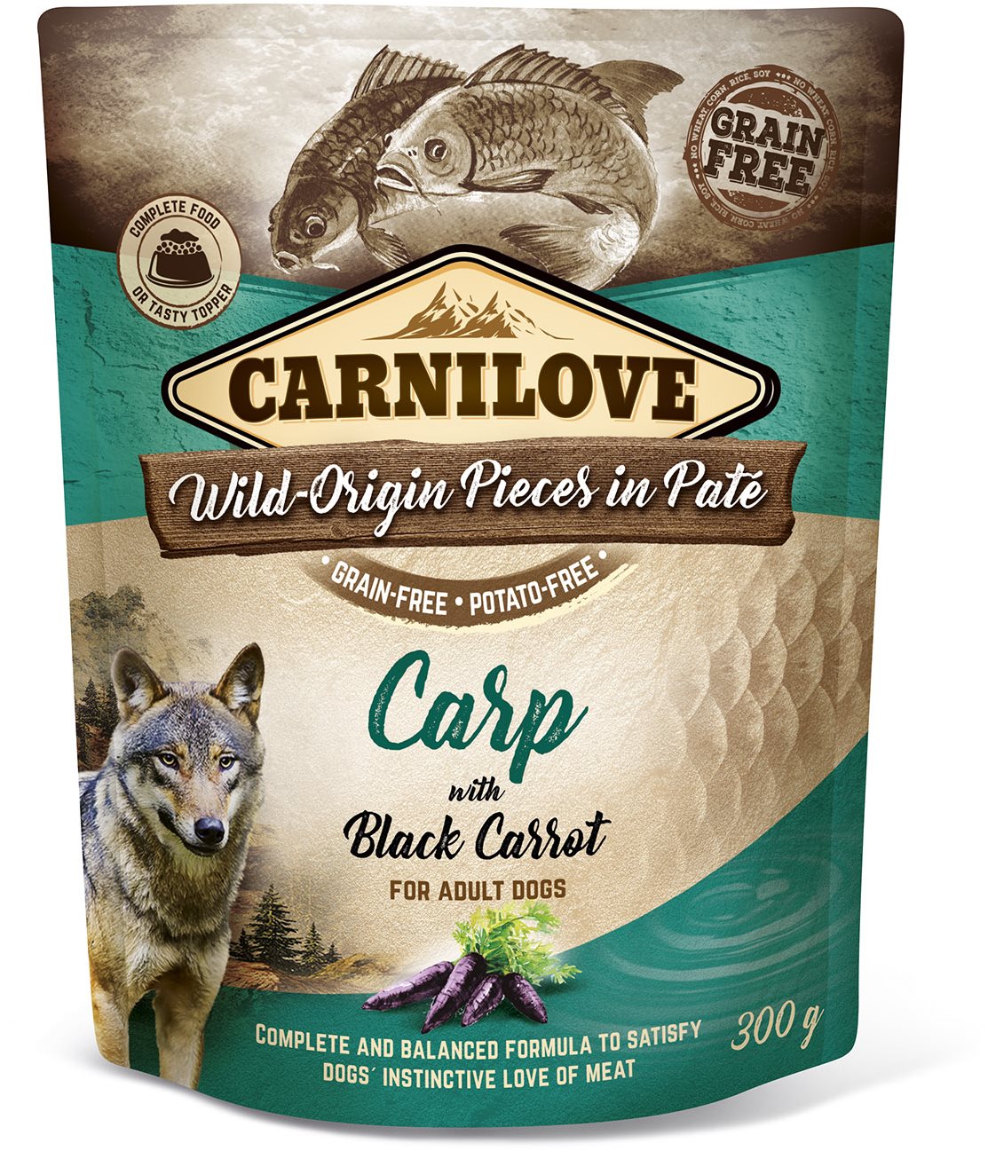 Carnilove Dog Pouch Paté Carp with Black Carrot 300 g Kapsička pre...
