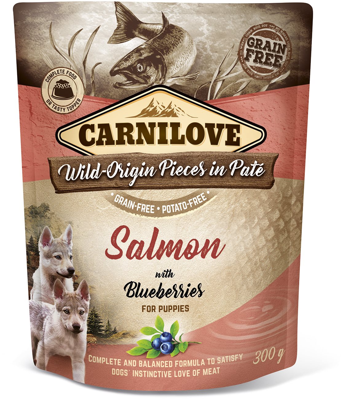 Carnilove Dog Pouch Paté Salmon with Blueberries for Puppies 300 g...