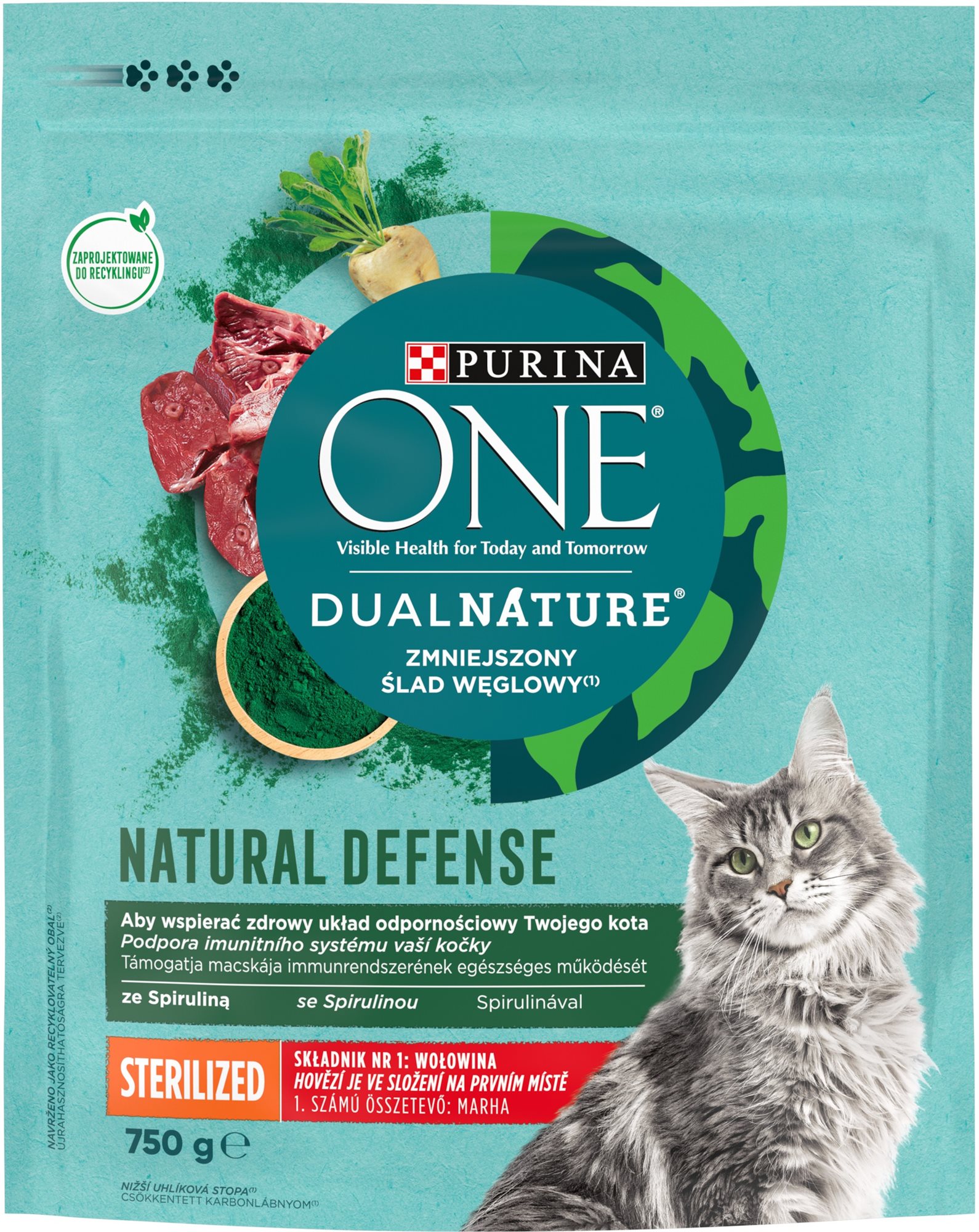 Purina ONE Dual Nature Sterilized Spirulína s hovädzím 750 g...