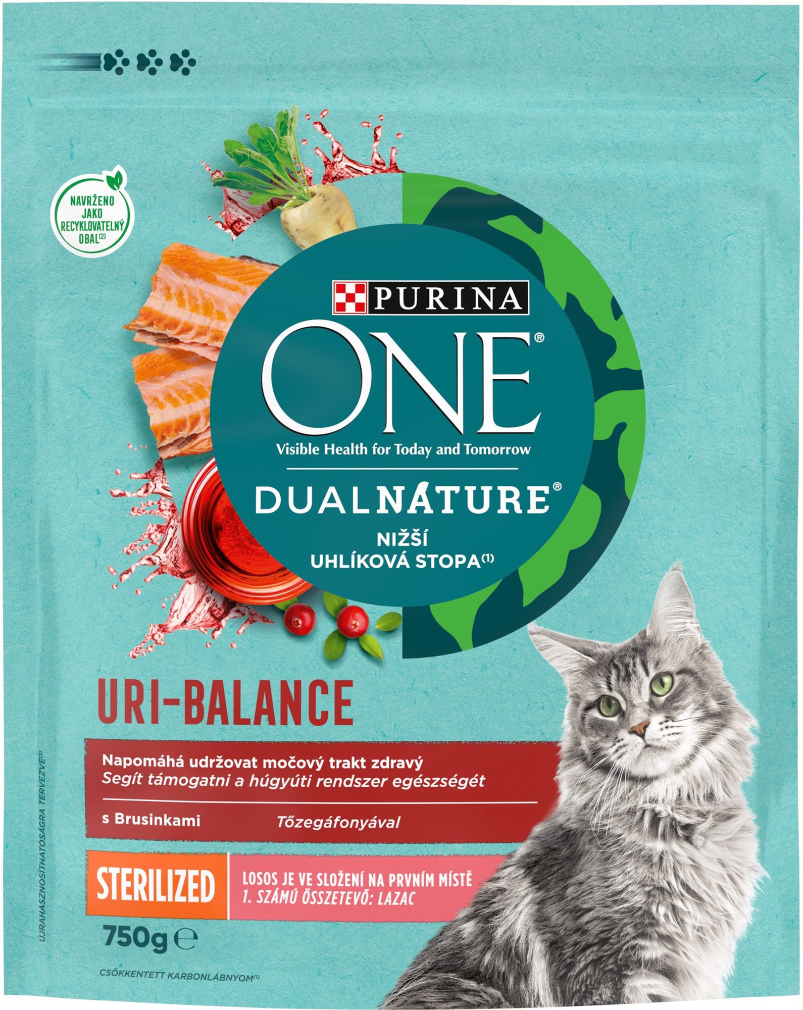 Purina ONE Dual Nature Sterilized Brusnica s lososom 750 g Granule...