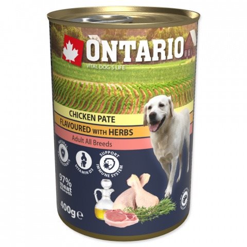 Ontario Konzerva kuracie paté s bylinkami 400 g Konzerva pre psov