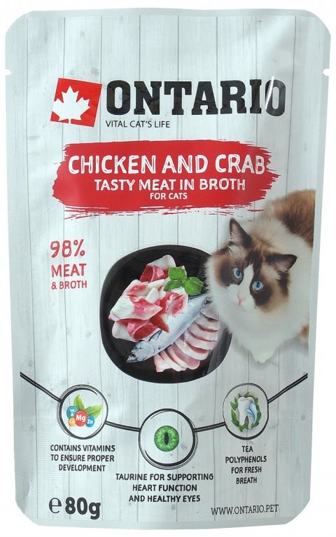 Ontario kapsička kuracie a krab vo vývare 80 g Polievka pre mačky