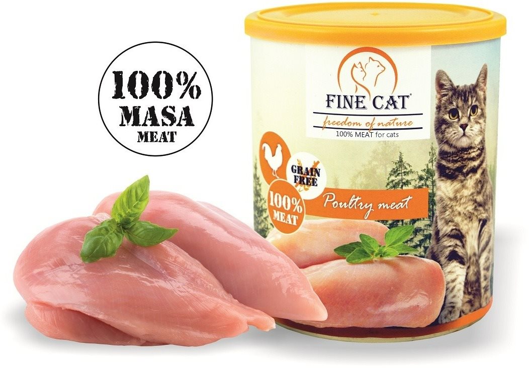 FINE CAT FoN konzerva pre mačky HYDINOVÁ, 100 % mäsa, 800 g...