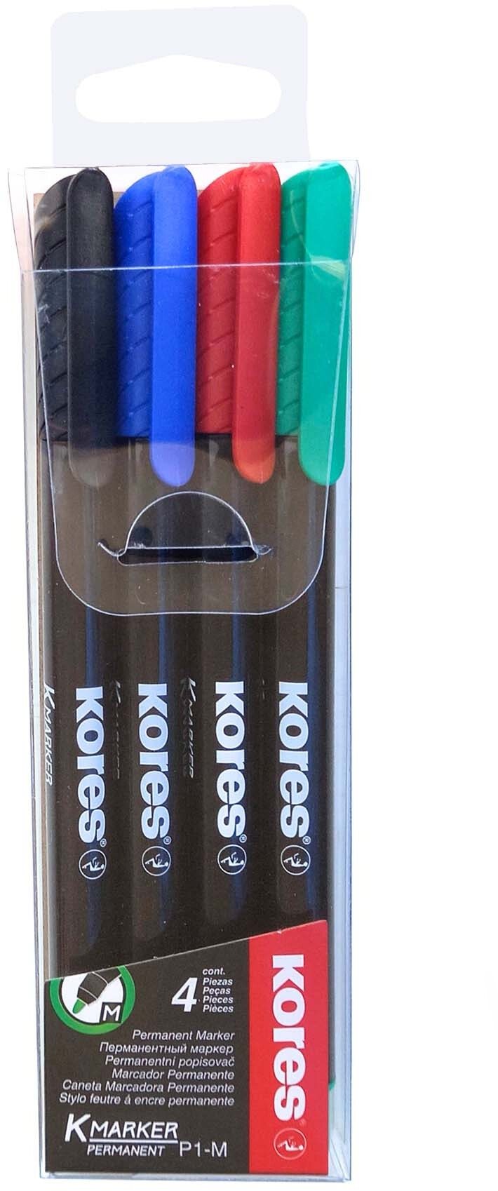 KORES K-MARKER permanentný na CD, tenký – sada 4 farieb Popisovače
