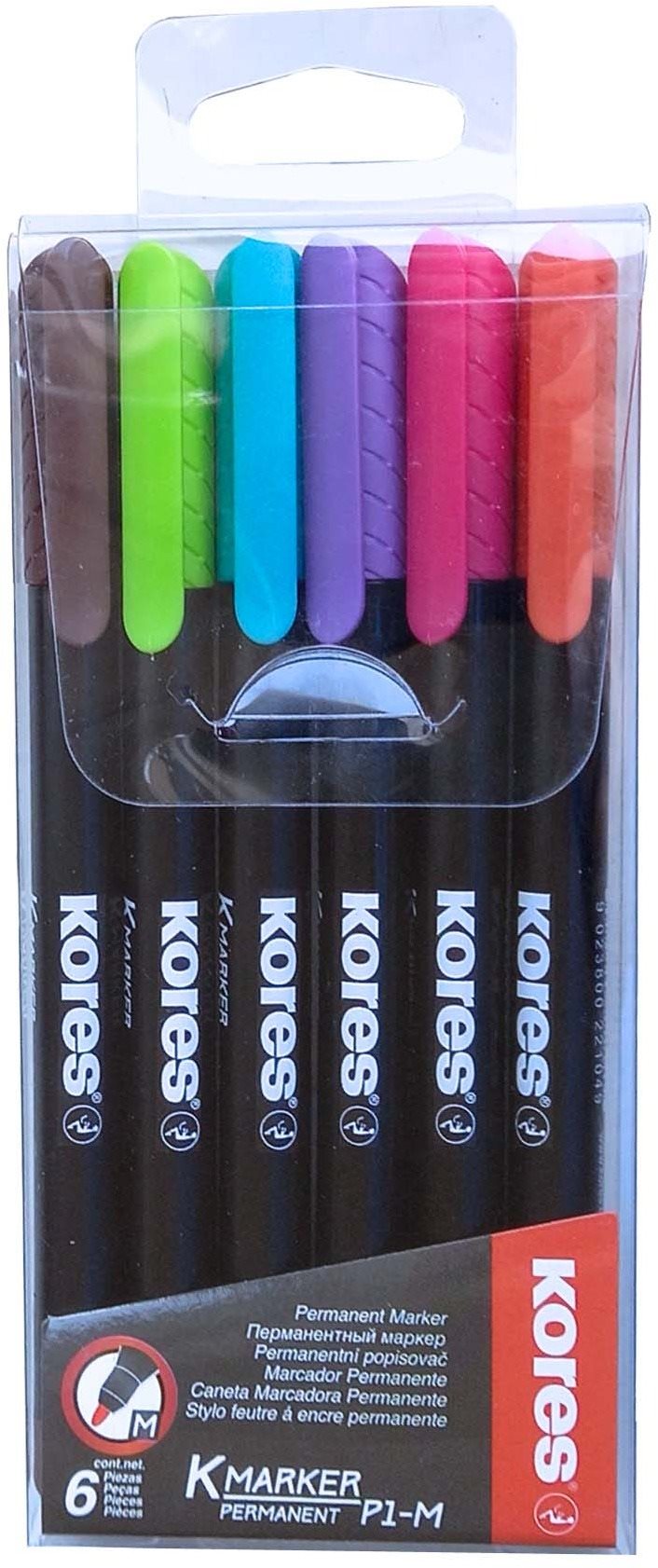 KORES K-MARKER permanentný na CD, tenký – sada 6 farieb Popisovače