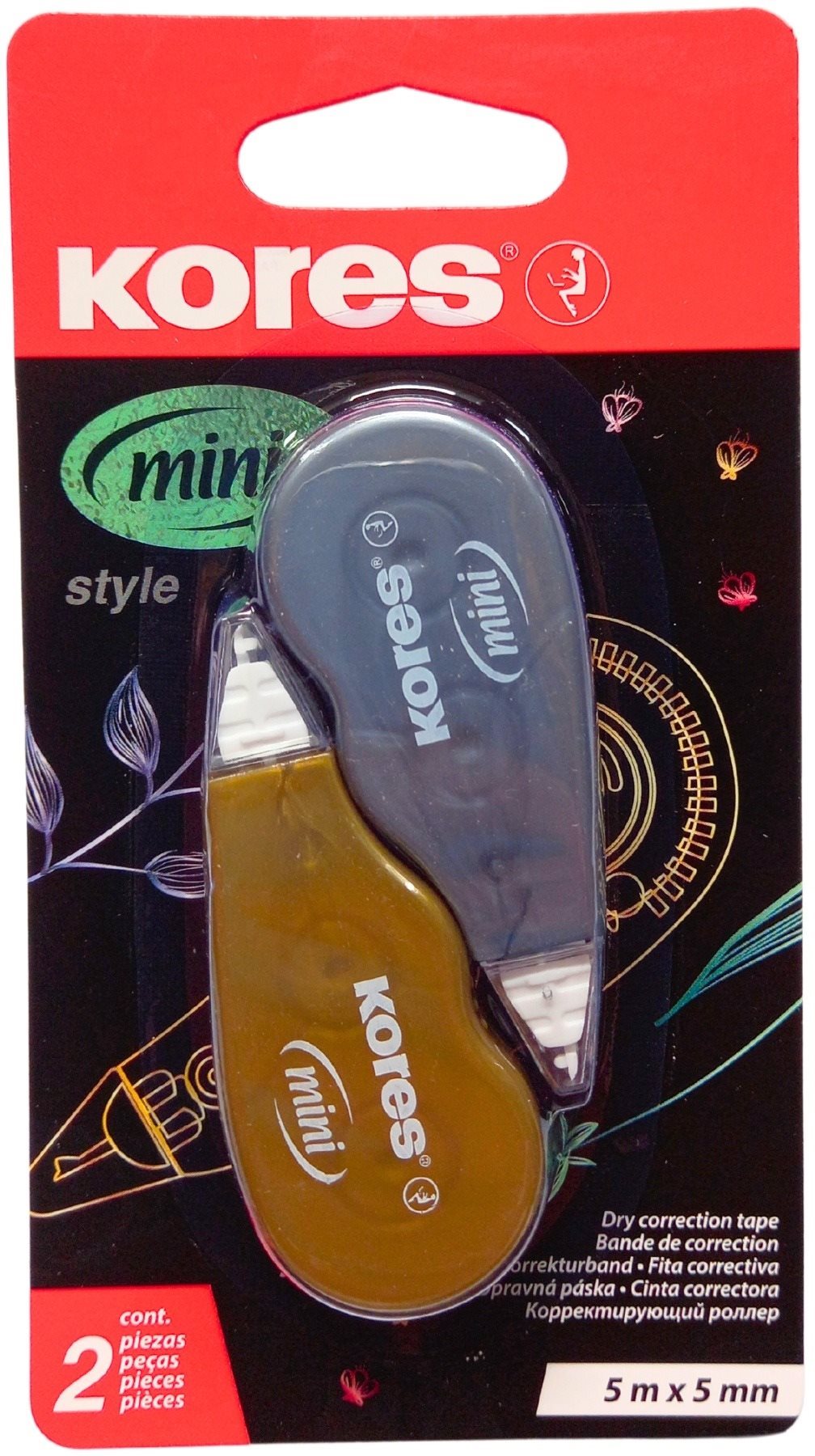 KORES MINI Roller Metalic 5 m × 5 mm – balenie 2 ks Korekčná páska