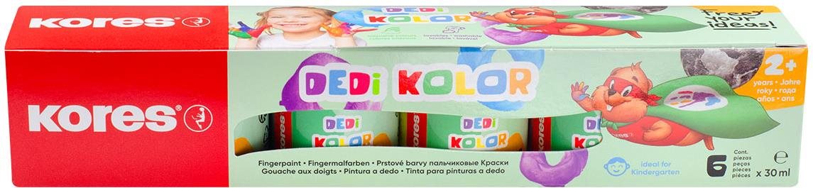 KORES DEDI KOLOR prstové farby, 6 farieb po 30 ml Prstové farby