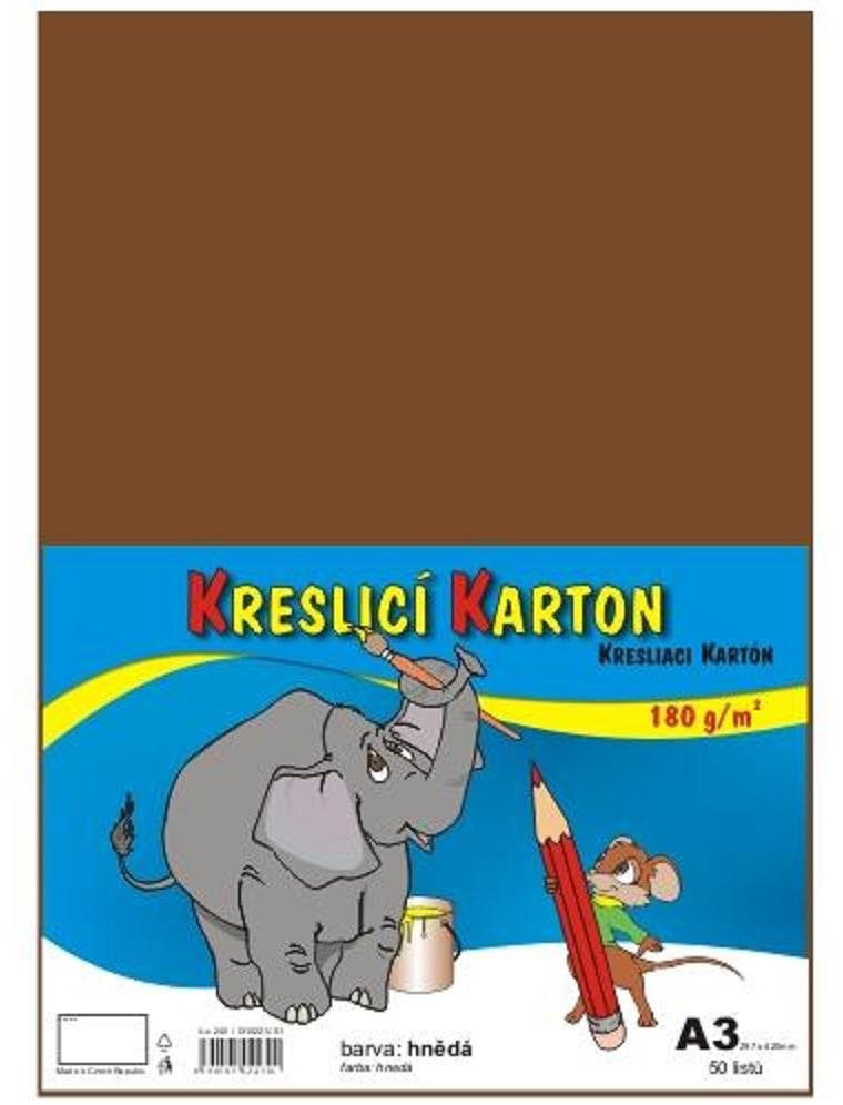 STEPA kresliaci kartón A3, 50 listov, 180 g/m2, hnedý Farebný papier