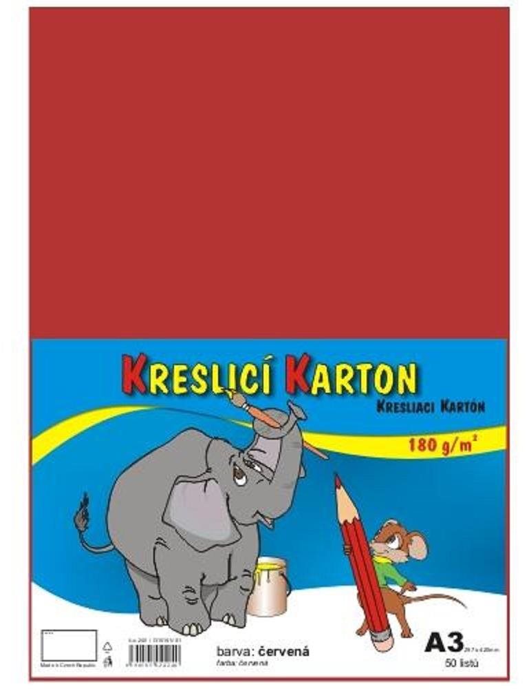 STEPA kresliaci kartón A3, 50 listov, 180 g/m2, červený Farebný...