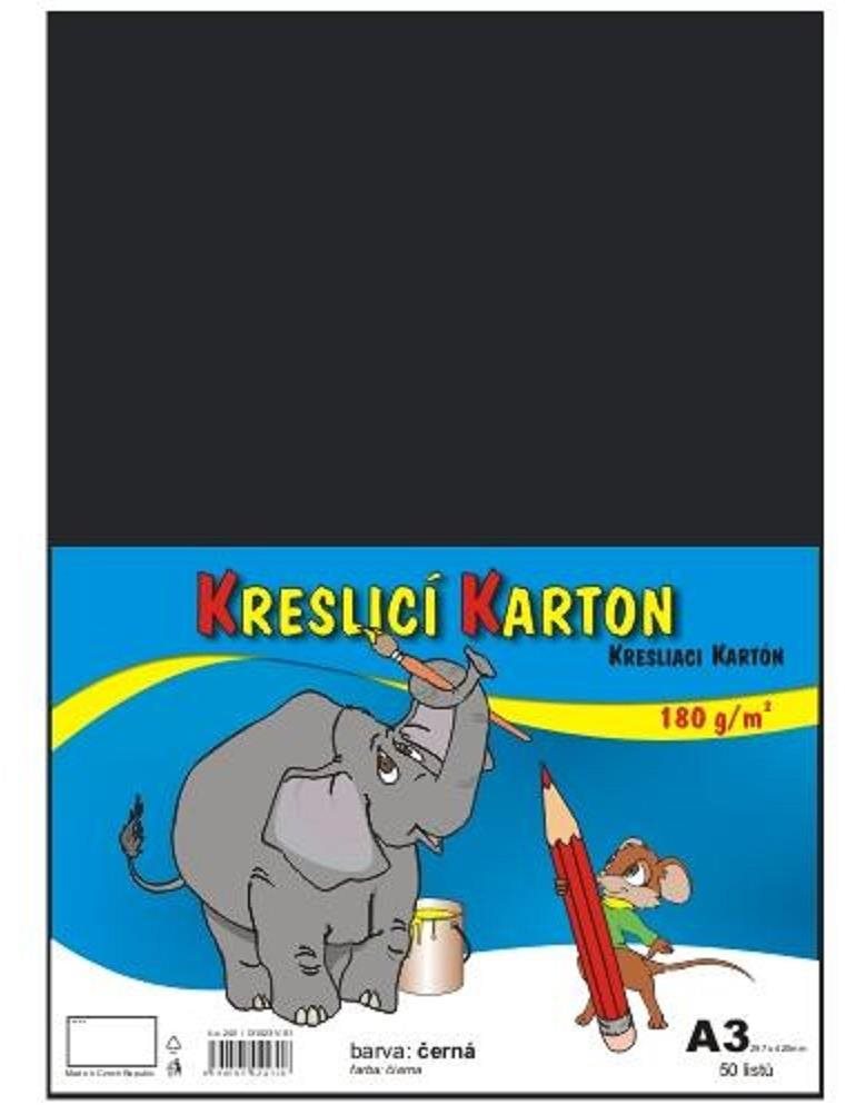 STEPA kresliaci kartón A3, 50 listov, 180 g/m2, čierny Farebný papier