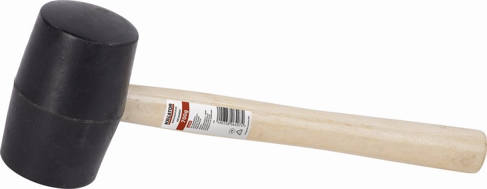 KREATOR Gumové kladivo čierne 700 g - Drevená násada Kladivo