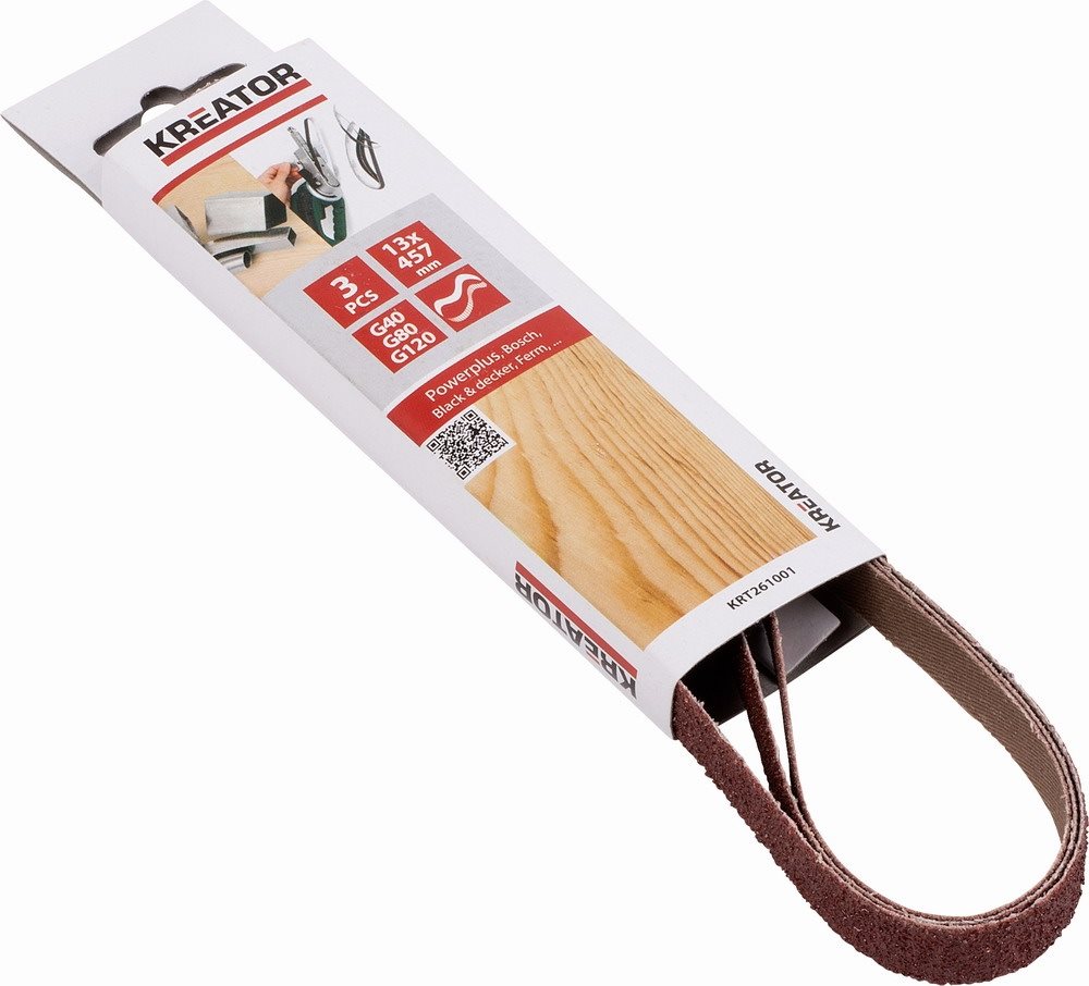 Kreator KRT261001 Sada 3 brúsnych pásov G40/G80/G120/13×457 mm...