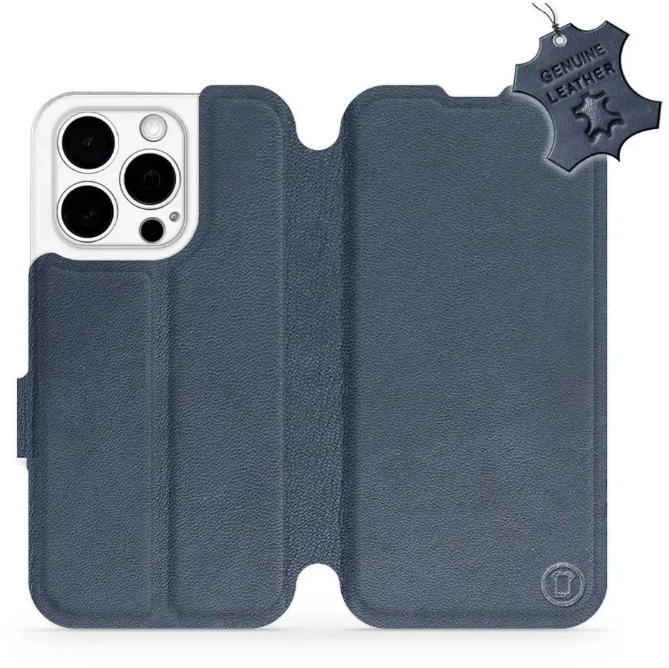 Kožené Mobiwear flip na Apple iPhone 15 Pro - Modré - L_NBS Puzdro...