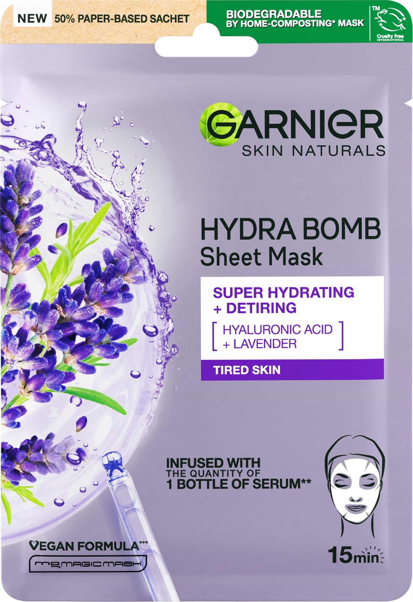 GARNIER Skin Naturals Hydra Bomb Sheet Mask Lavender 28 g Pleťová...