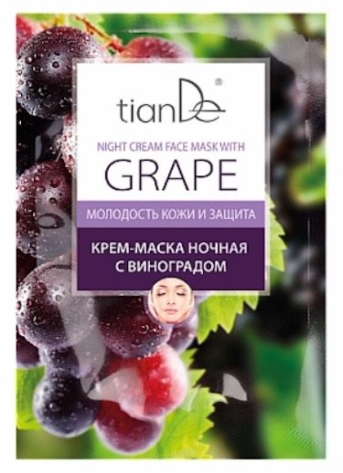 TIANDE Cream Mask Nočná krémová s hroznovým vínom 18 g Pleťová maska