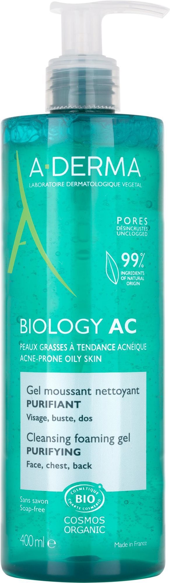 A-DERMA BIOLOGY AC tisztító habzó gél 400ml Hidratáló arckrém