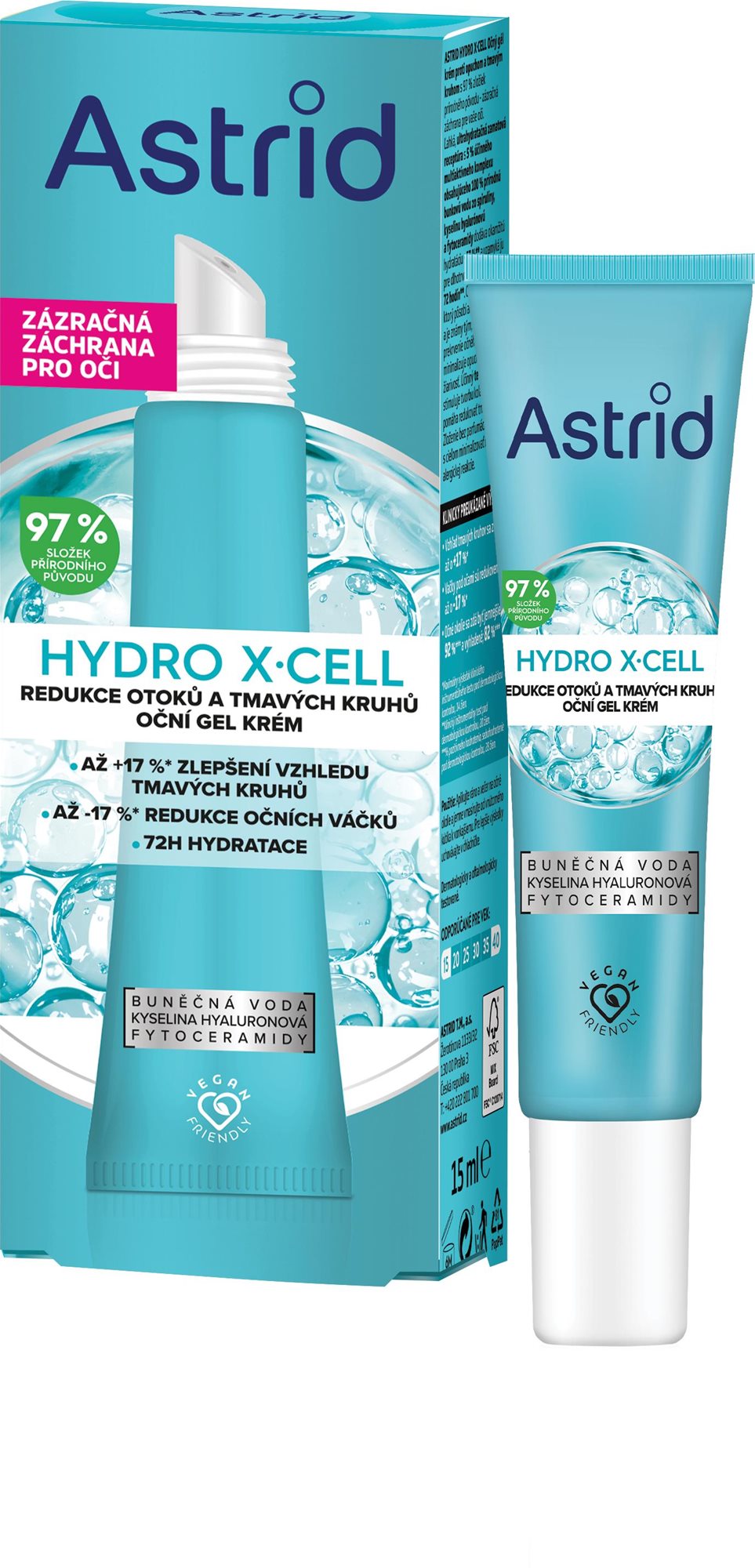 ASTRID Hydro X-Cell Očný gél krém 15 ml Očný gél
