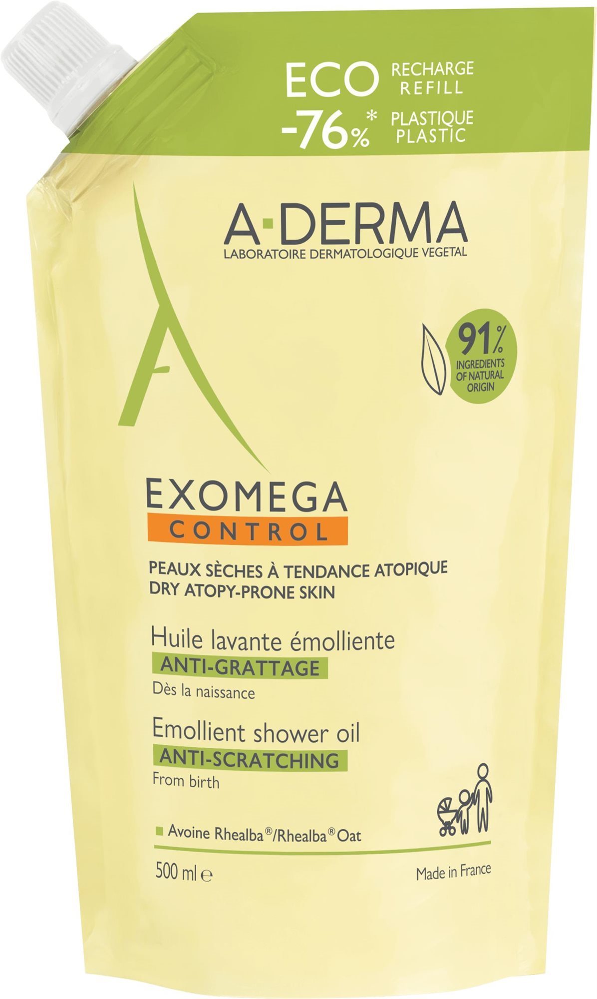 A-DERMA Exomega Control Zvláčňujúci sprchový olej – Recyklovateľná...