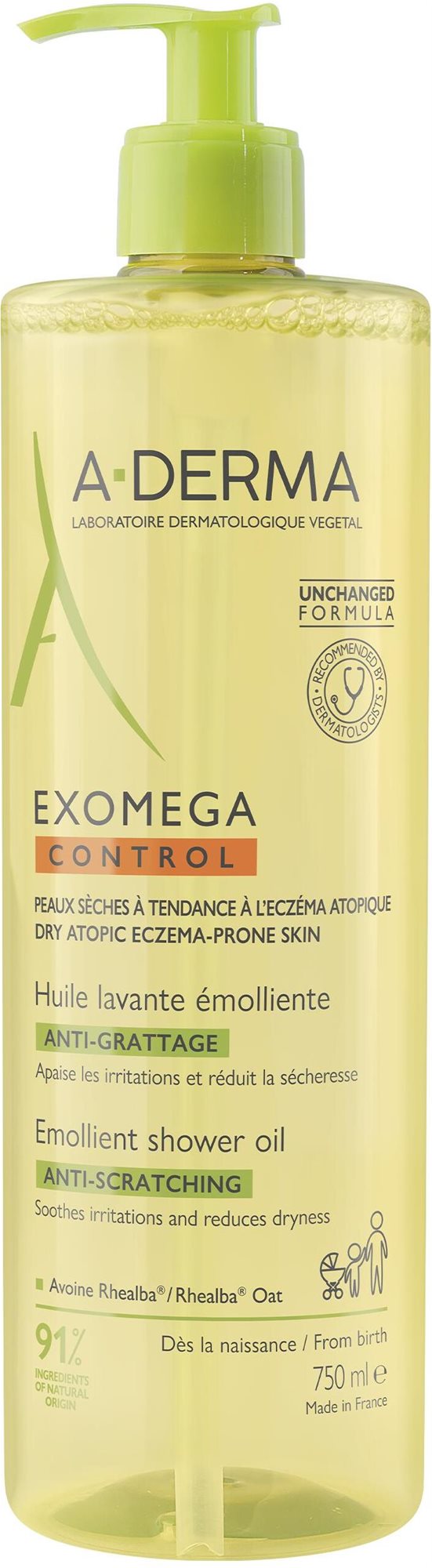 A-DERMA Exomega Control 750ml Olajos tusfürdő