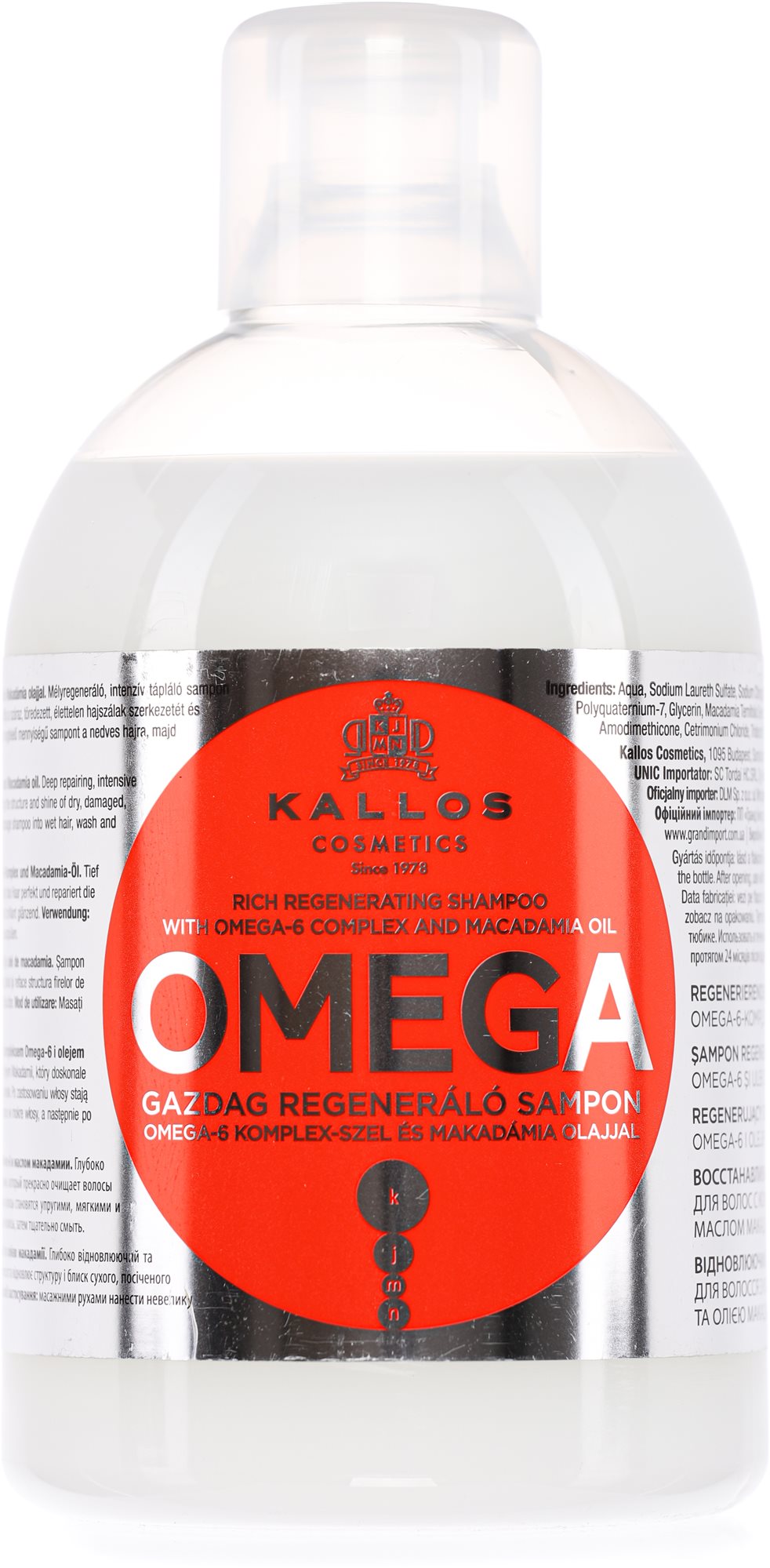 KALLOS Omega Hair Shampoo 1000 ml Sampon