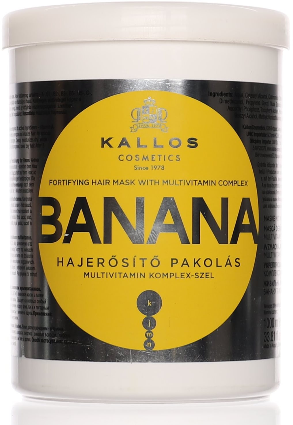 KALLOS Banana Fortifying Hair Mask 1000 ml Maska na vlasy
