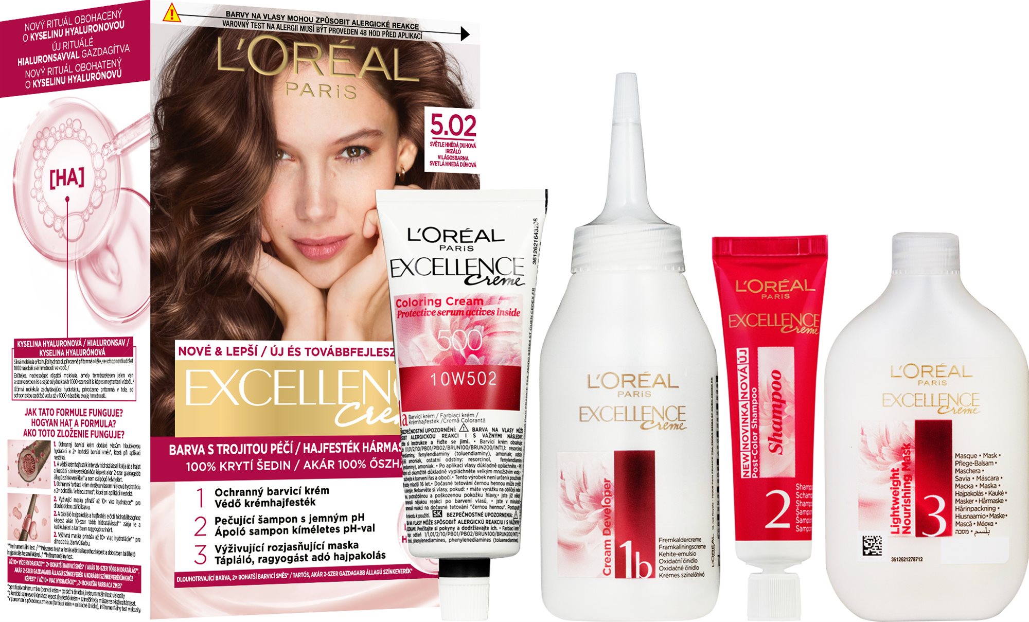 ĽORÉAL PARIS Excellence 5.02 Svetlá hnedá dúhová 192 ml Farba na...