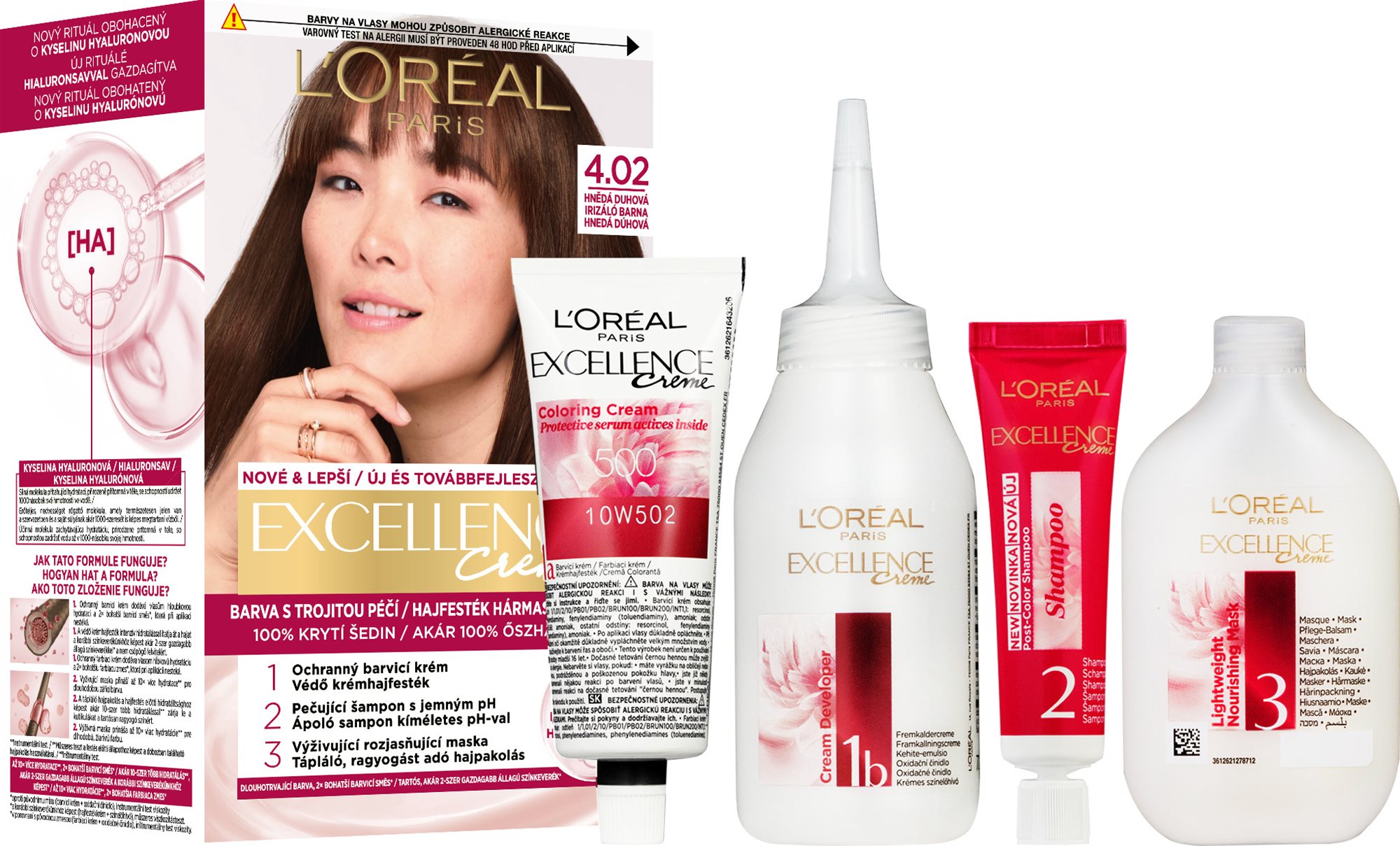 ĽORÉAL PARIS Excellence 4.02 Hnedá dúhová 192 ml Farba na vlasy