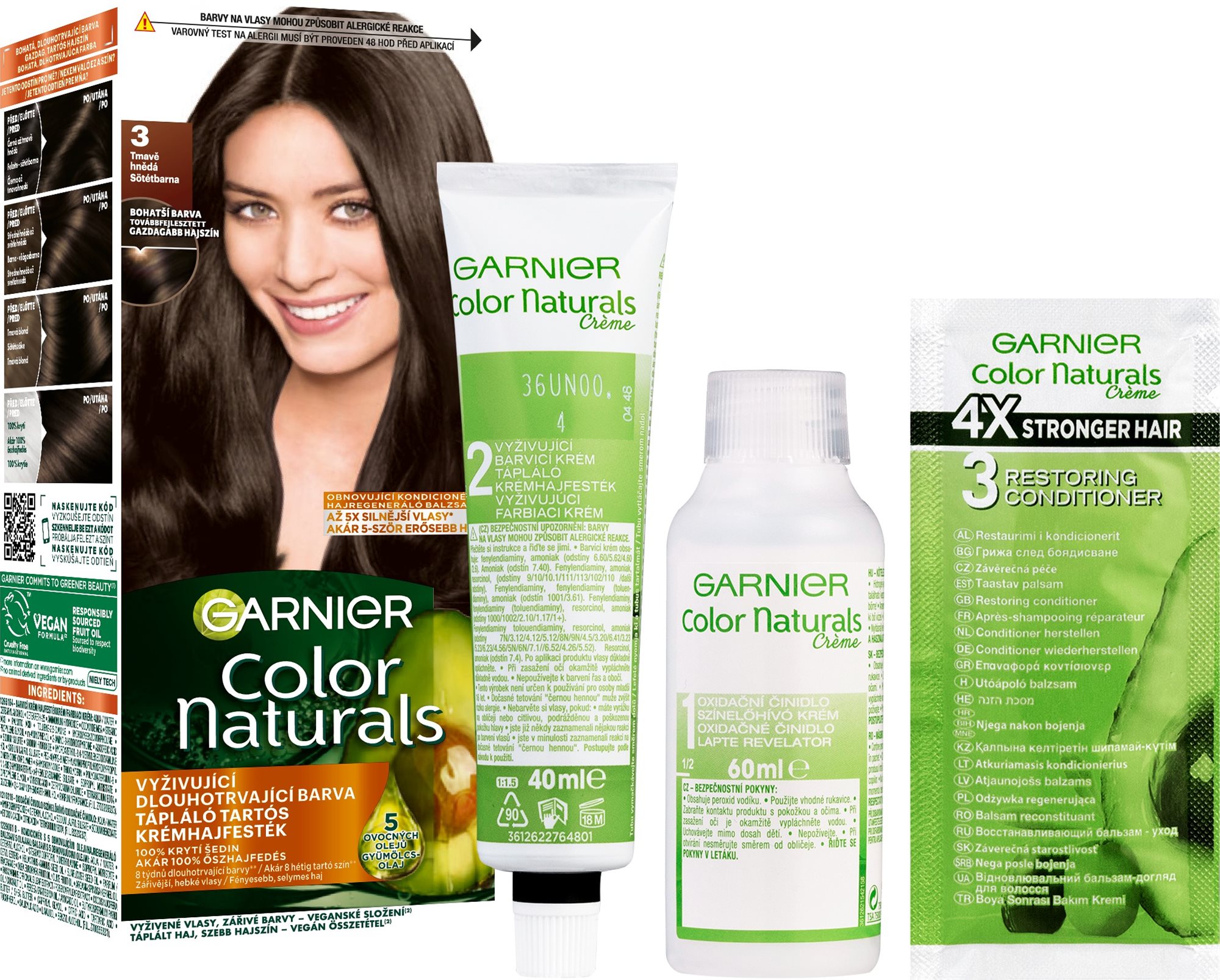 Garnier Color Naturals permanentná farba na vlasy 3 Tmavo hnedá, 60...