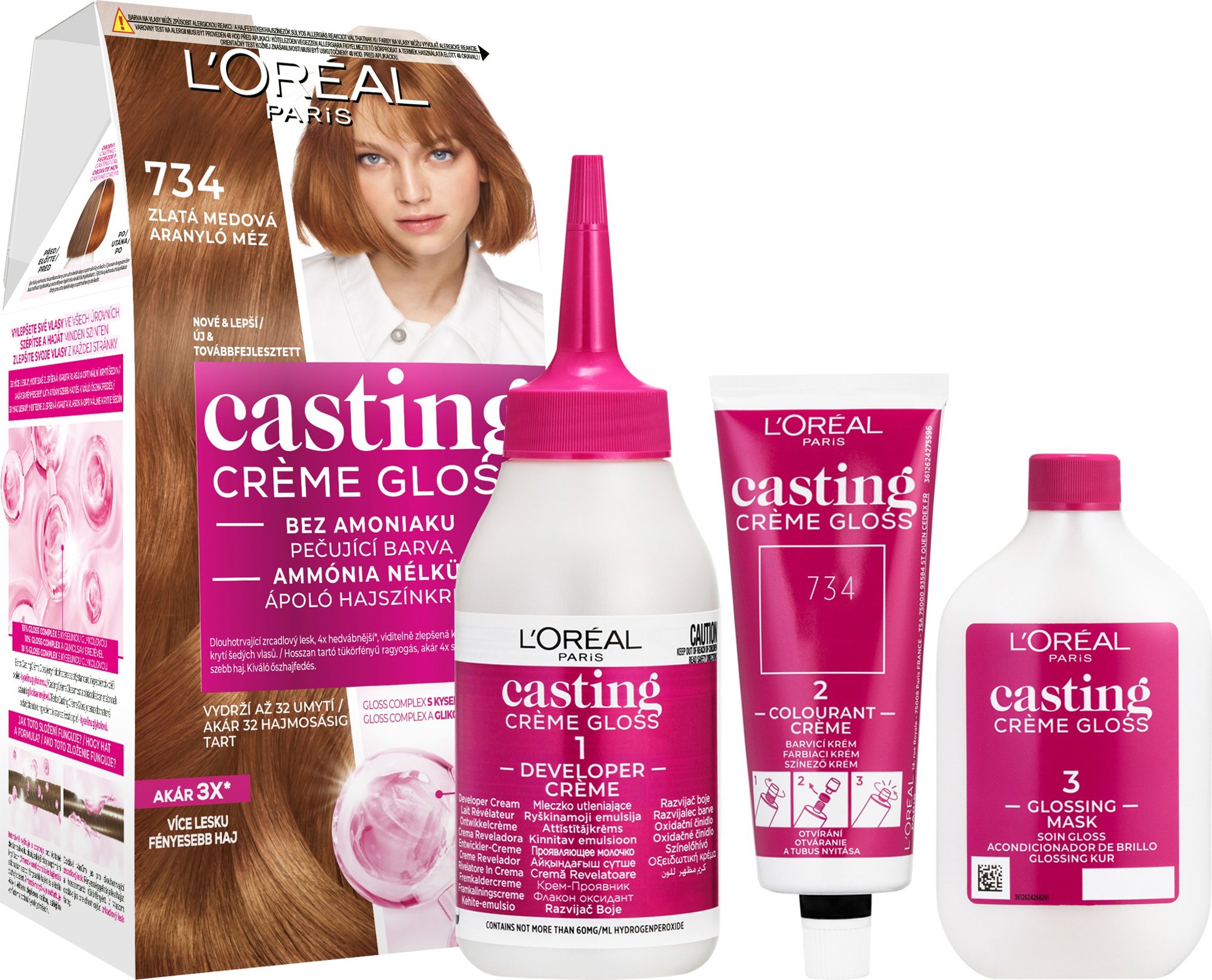 ĽORÉAL PARIS Casting Creme Gloss krémová semi-permanentná farba 734...