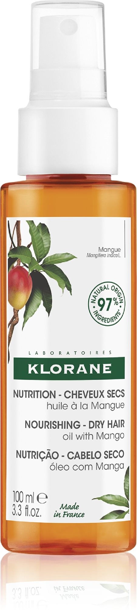KLORANE Olej s mangom – vyživujúci na suché vlasy 100 ml Olej na...
