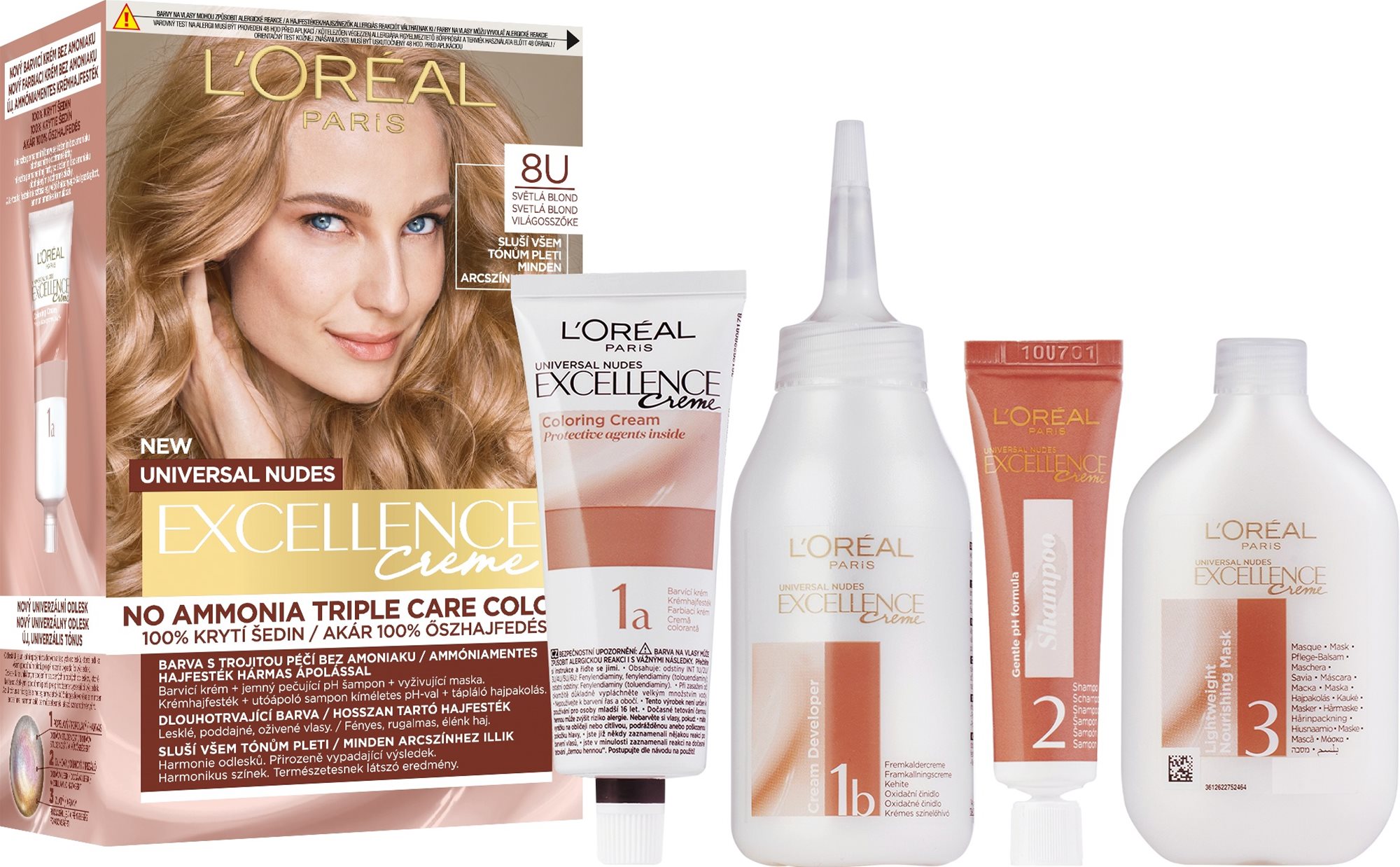 L'Oréal Paris Excellence Nudes 8U Světlá blond Farba na vlasy