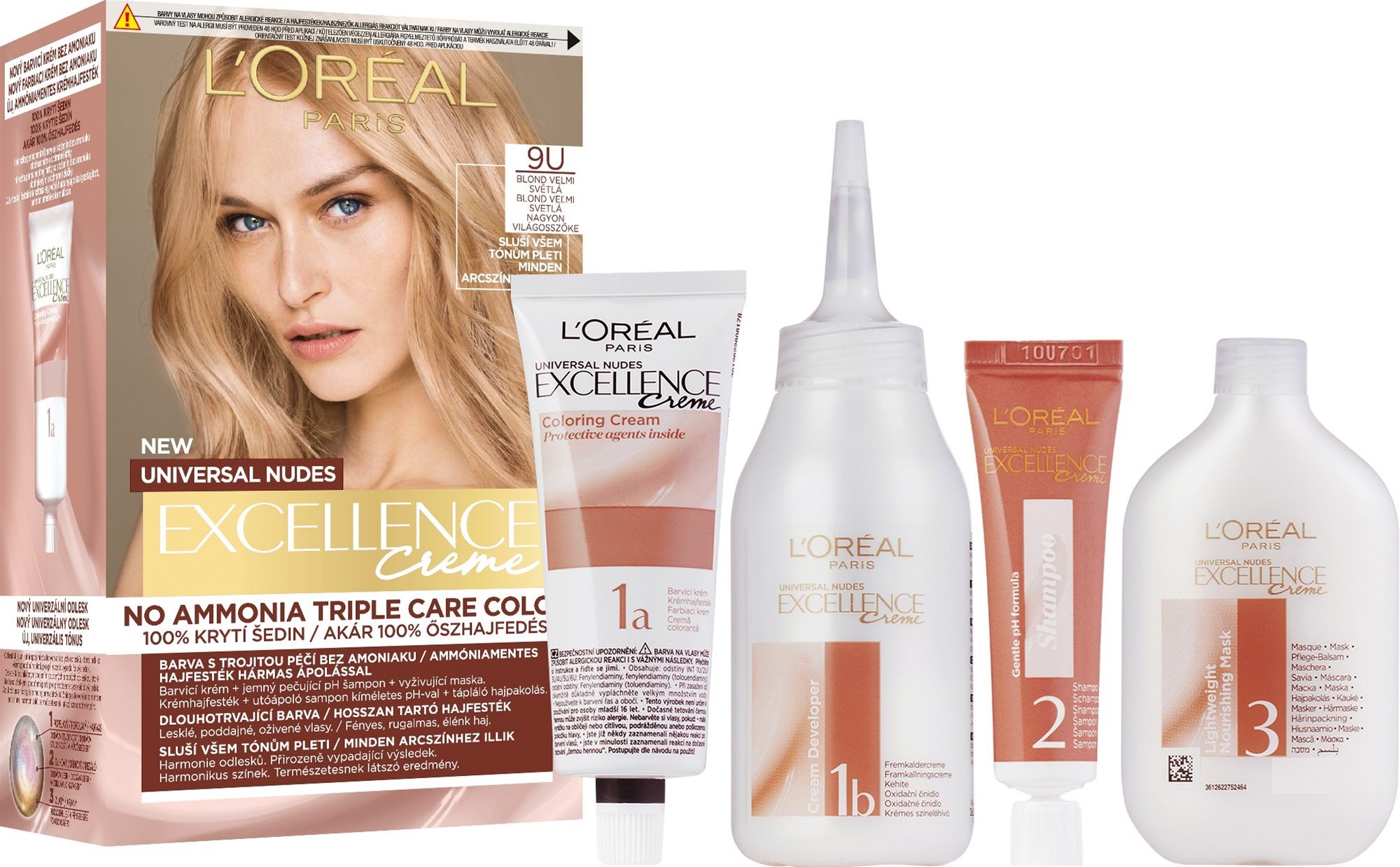 L'Oréal Paris Excellence Nudes 9U Blond veľmi svetlá Farba na vlasy