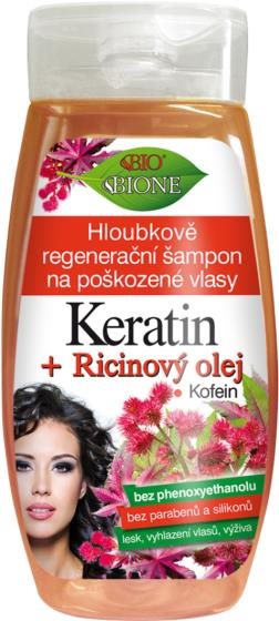 BIONE COSMETICS Bio Keratín + Ricínový olej Regeneračný šampón 260...
