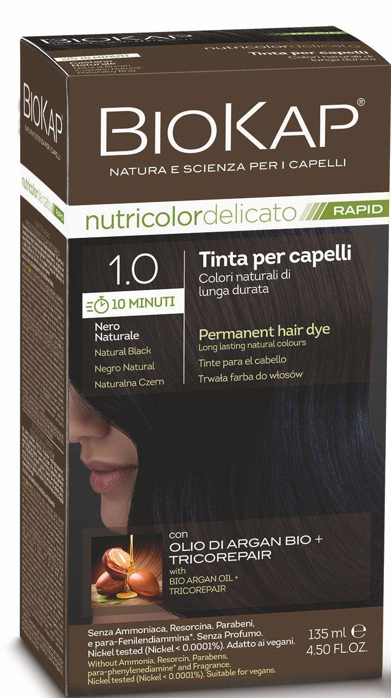 BIOKAP Delicato Rapid Farba na vlasy – 1.0 Prírodná čierna 135 ml...