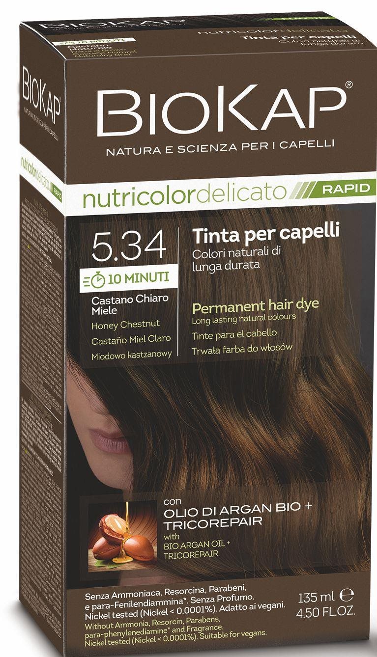 BIOKAP Delicato Rapid Farba na vlasy – 5.34 Medovo-gaštanová 135 ml...