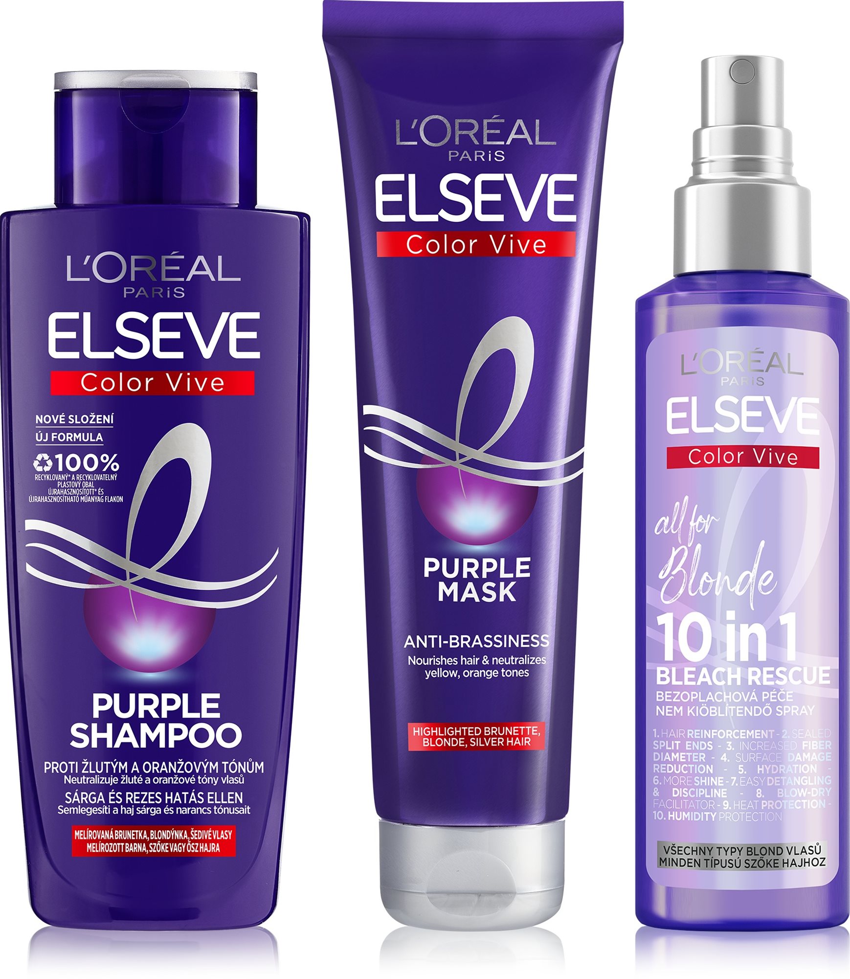 L'ORÉAL PARIS Elseve Color Vive Purple Set 500ml Hajápoló szett