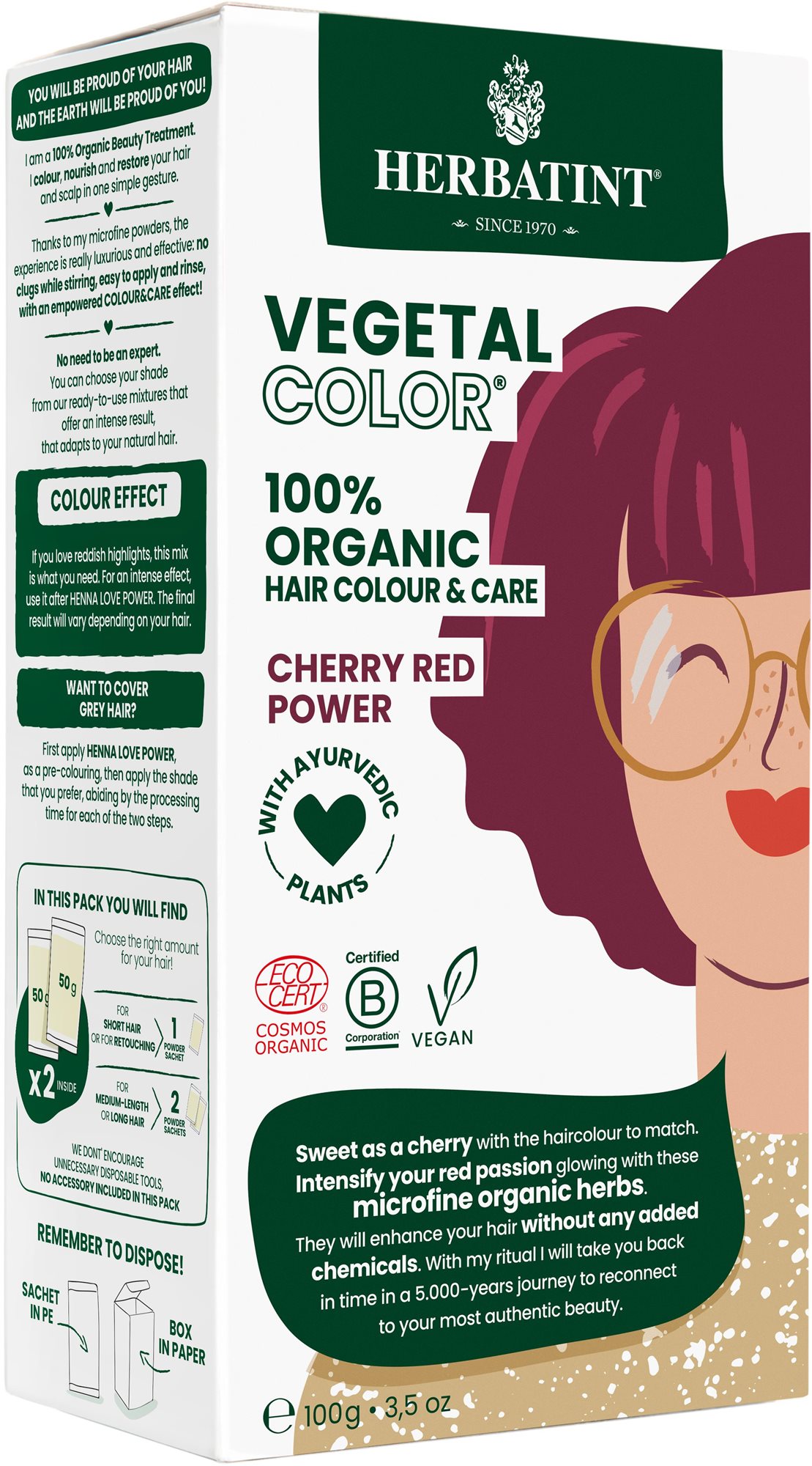 HERBATINT Vegetal Colour Bio Rostlinná barva na vlasy Cherry Red...
