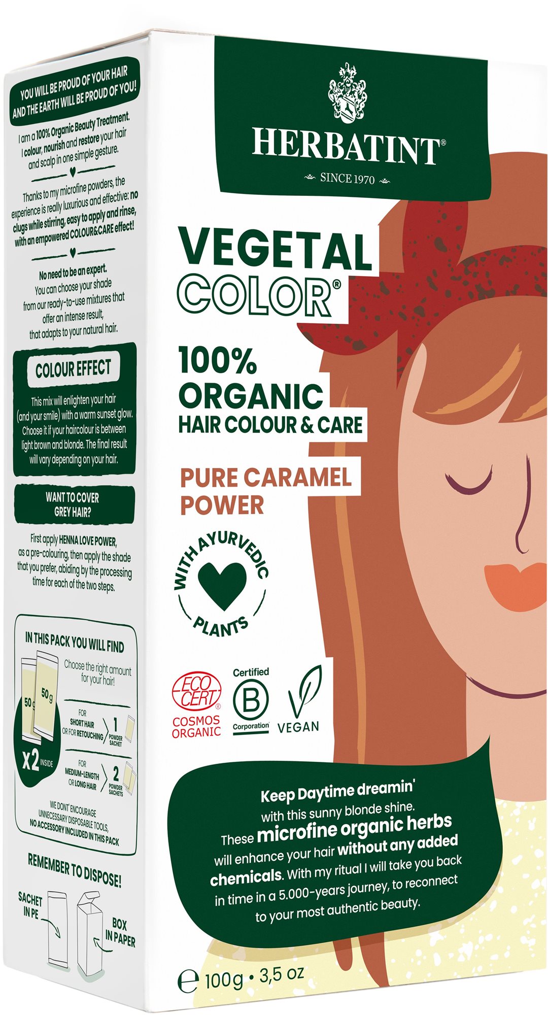 HERBATINT Vegetal Colour Bio Rostlinná barva na vlasy Pure Caramel...