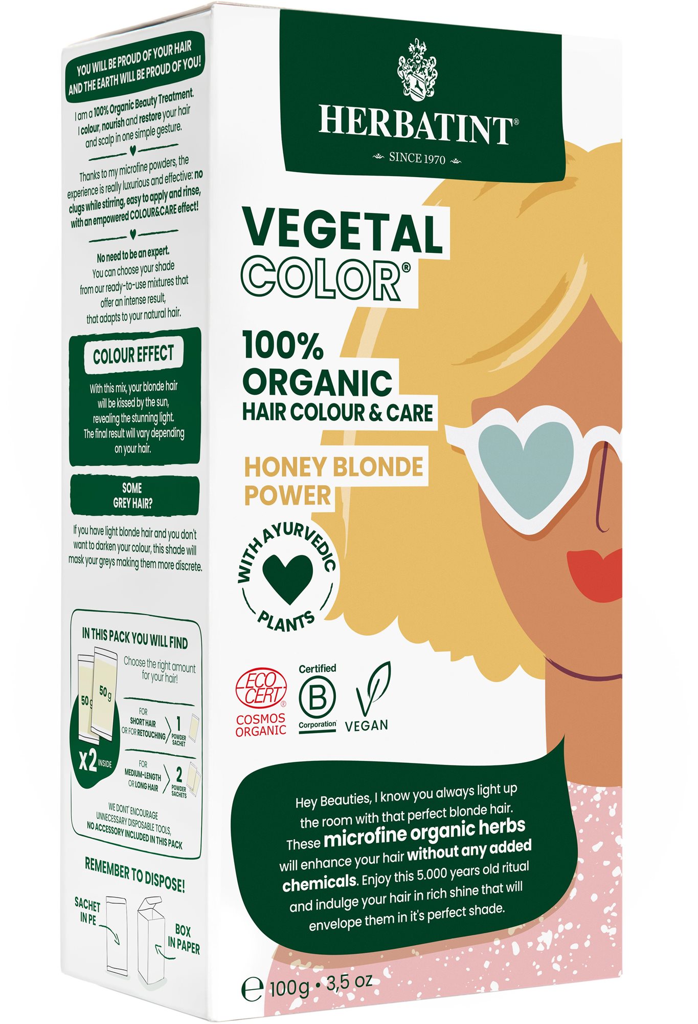 HERBATINT Vegetal Colour Bio Rostlinná barva na vlasy Honey Blond...