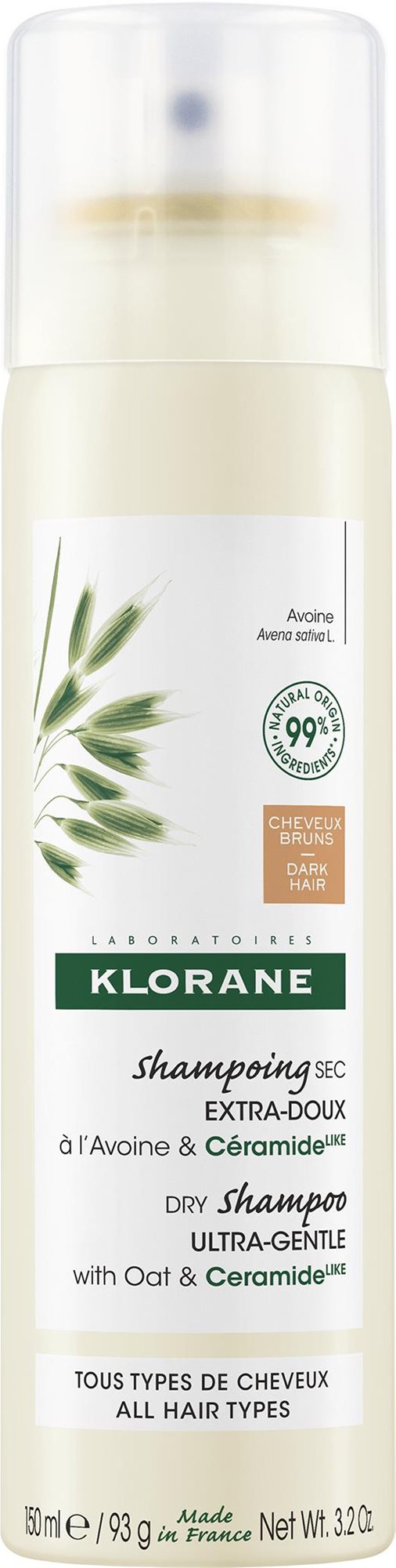 KLORANE - zab kivonat, sötét hajra, 150ml Szárazsampon