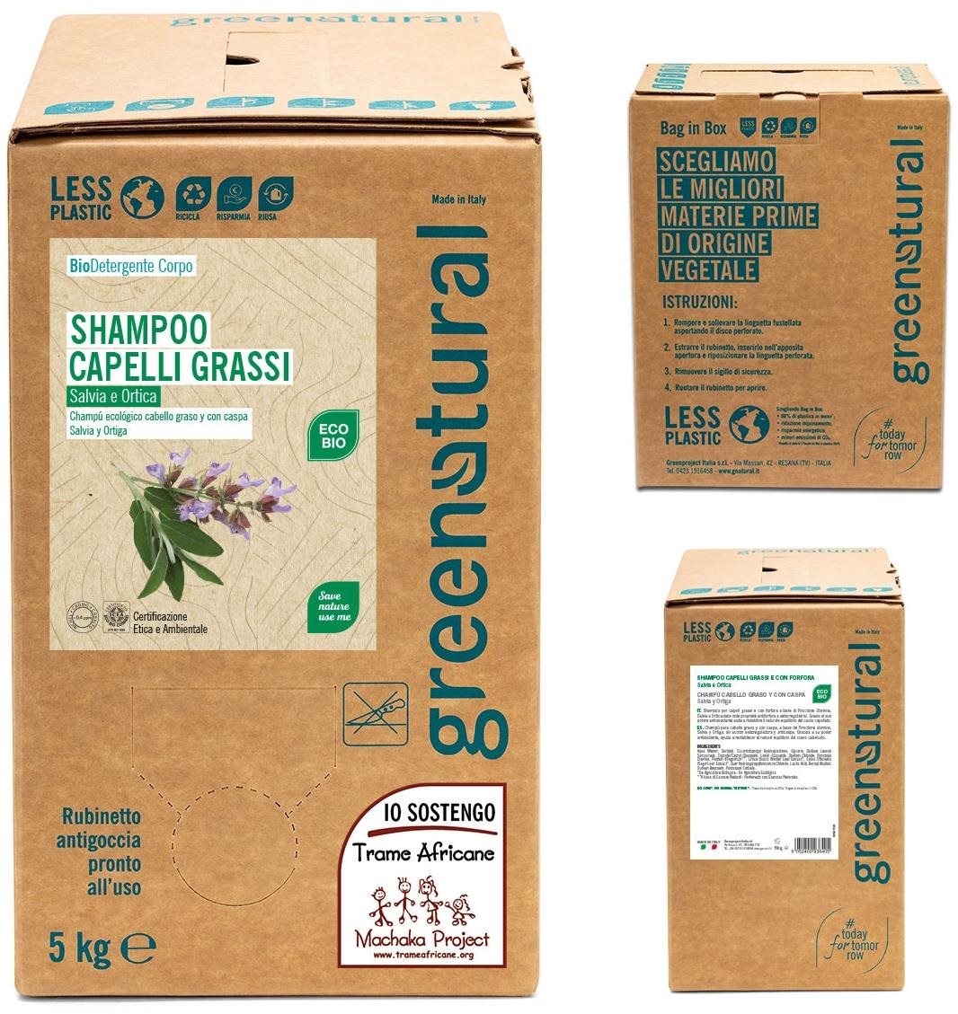 GREENATURAL bio zsálya és csalán 5 kg Sampon