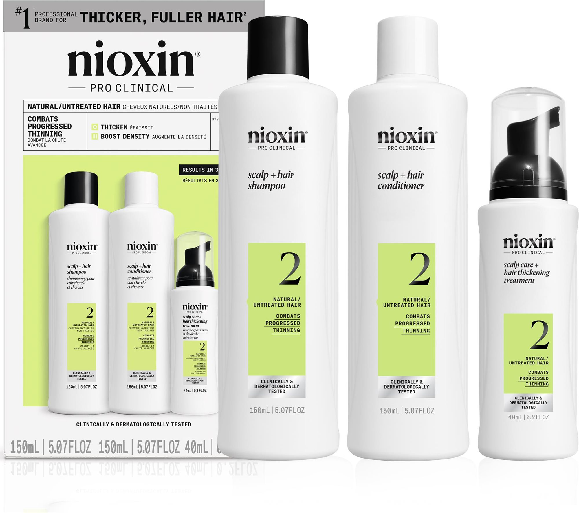 NIOXIN Kit System 2 for Natural Hair, Trial Size 340ml Hajápoló szett